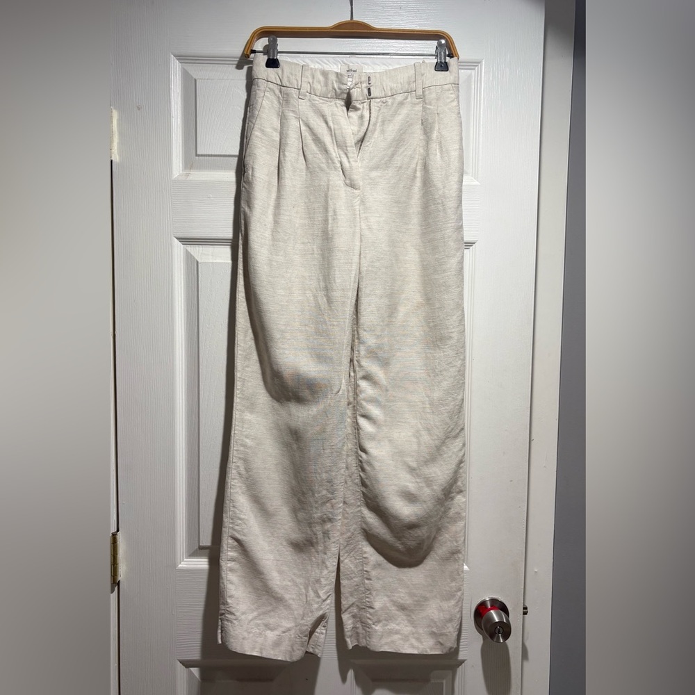 Aritzia Cream Wide-Leg Trousers